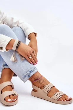 Big Star Shoes Sandały Big Star|Sandały Płaskie*Damskie Lekkie Sandały Big Star LL274746 Beżowe Beżowy