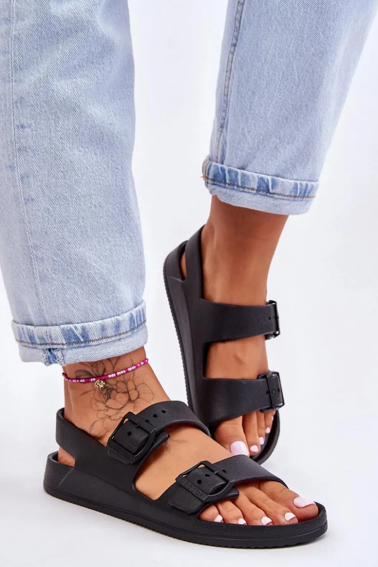 Discount Big Star Shoes Damskie Lekkie Sandały Big Star LL274745 Czarne Czarny