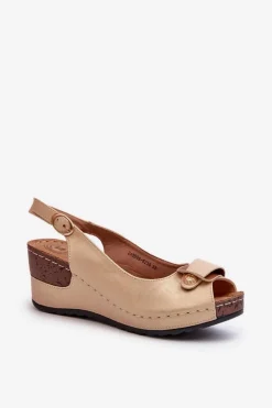 Damskie Evento Damskie Lekkie Sandały Na Koturnie Comfort Shoes Beżowe Efravia