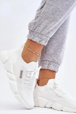 Big Star Shoes Damskie Lekkie Sneakersy Memory Foam System Big Star JJ274268 Białe