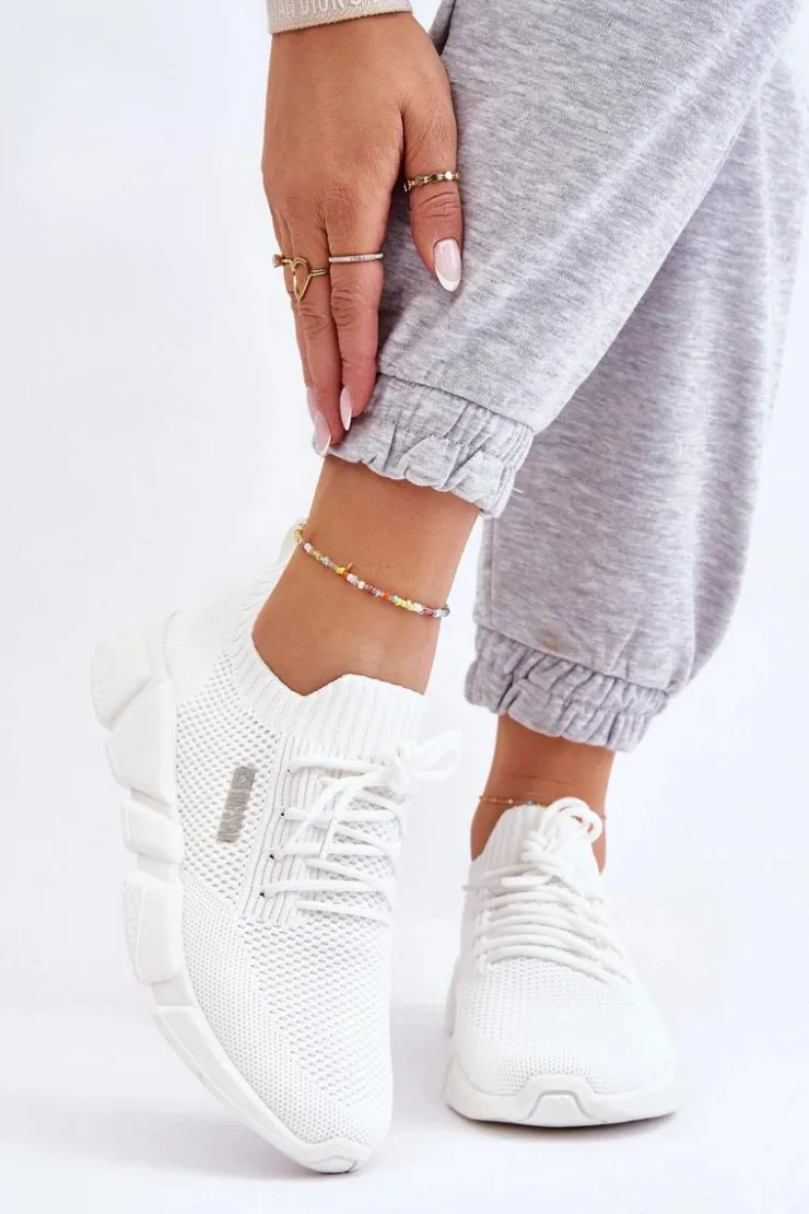 Big Star Shoes Damskie Lekkie Sneakersy Memory Foam System Big Star JJ274268 Białe