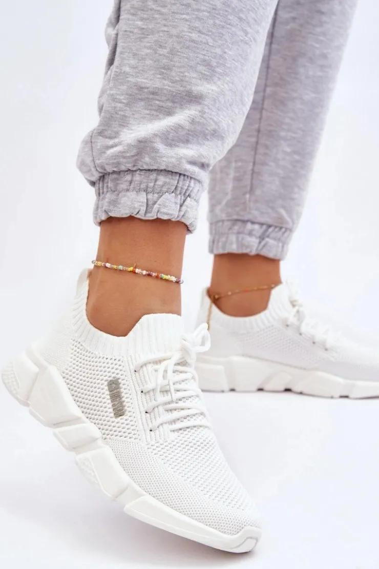 Big Star Shoes Damskie Lekkie Sneakersy Memory Foam System Big Star JJ274268 Białe