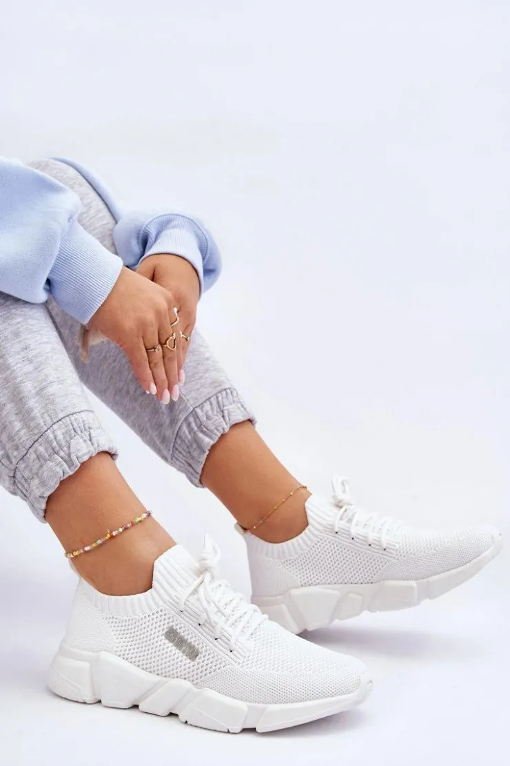 Big Star Shoes Damskie Lekkie Sneakersy Memory Foam System Big Star JJ274268 Białe