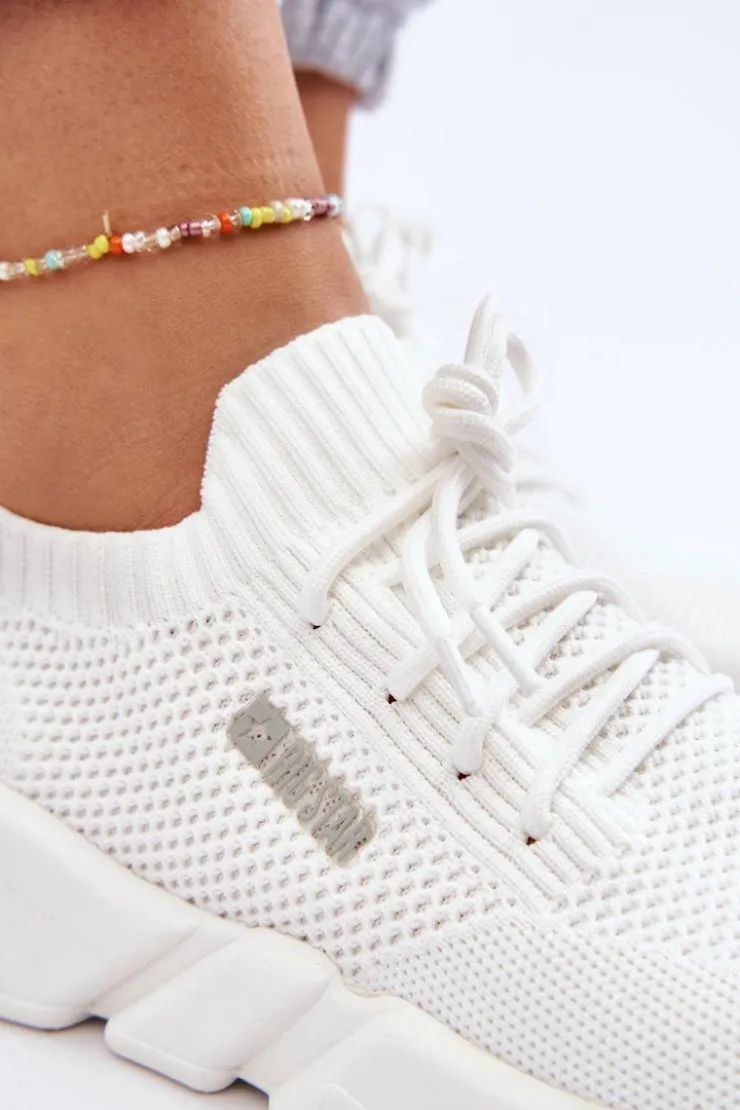 Big Star Shoes Damskie Lekkie Sneakersy Memory Foam System Big Star JJ274268 Białe