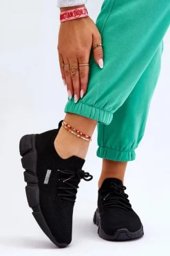 Damskie Big Star Shoes Damskie Lekkie Sneakersy Memory Foam System Big Star JJ274269 Czarne