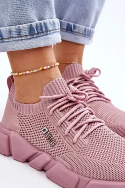 Big Star Shoes Buty Sportowe Big Star|Sneakersy Damskie*Damskie Lekkie Sneakersy Memory Foam System Big Star JJ274266 Różowe