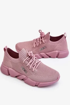 Big Star Shoes Buty Sportowe Big Star|Sneakersy Damskie*Damskie Lekkie Sneakersy Memory Foam System Big Star JJ274266 Różowe