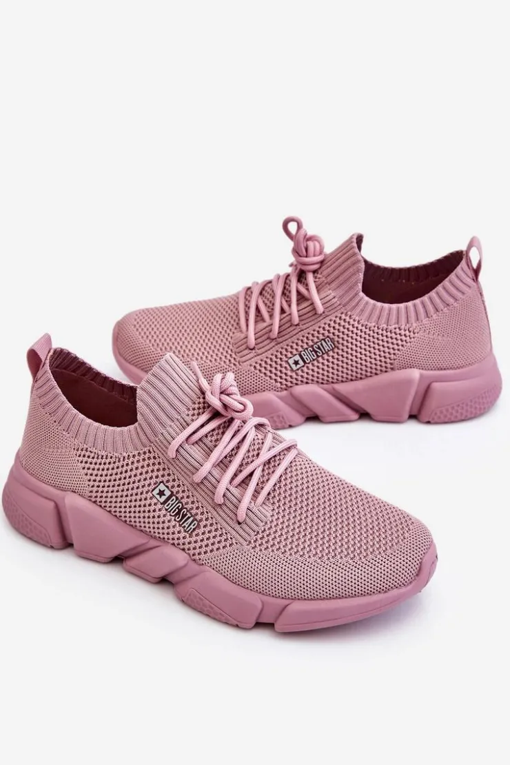 Big Star Shoes Buty Sportowe Big Star|Sneakersy Damskie*Damskie Lekkie Sneakersy Memory Foam System Big Star JJ274266 Różowe