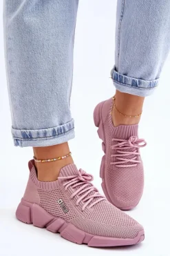 Big Star Shoes Buty Sportowe Big Star|Sneakersy Damskie*Damskie Lekkie Sneakersy Memory Foam System Big Star JJ274266 Różowe