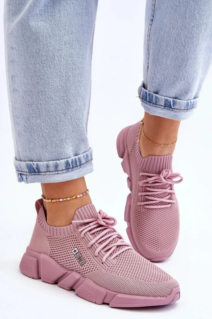 Big Star Shoes Buty Sportowe Big Star|Sneakersy Damskie*Damskie Lekkie Sneakersy Memory Foam System Big Star JJ274266 Różowe