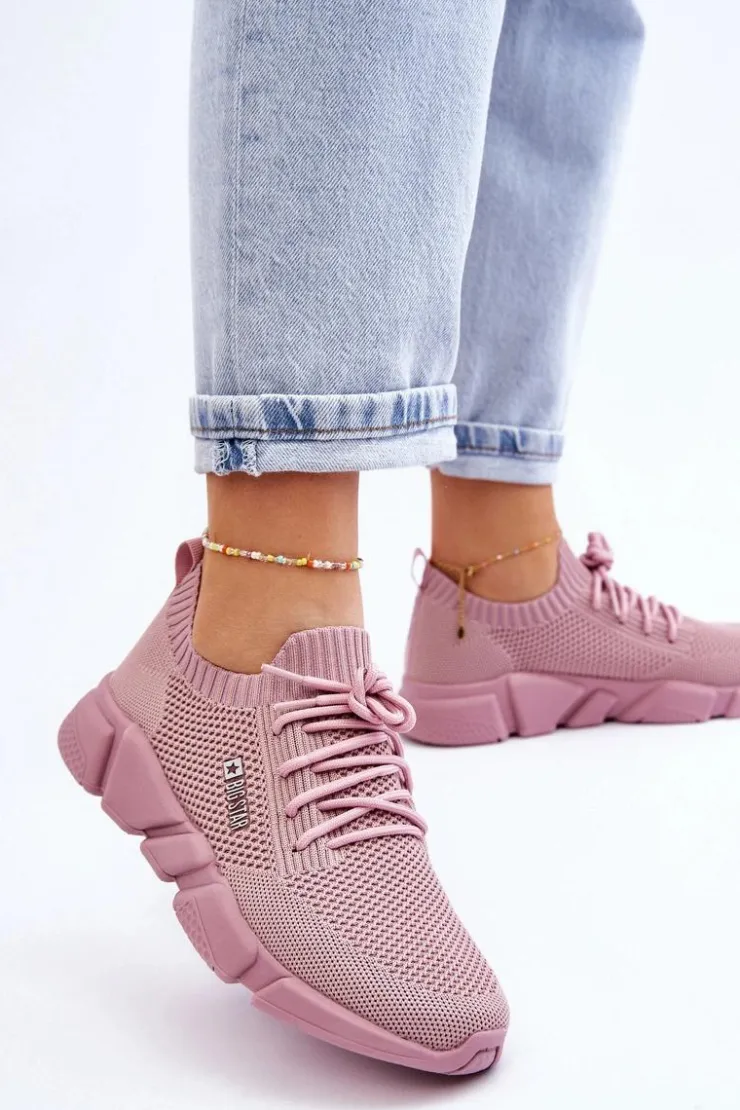 Big Star Shoes Buty Sportowe Big Star|Sneakersy Damskie*Damskie Lekkie Sneakersy Memory Foam System Big Star JJ274266 Różowe
