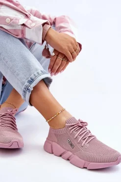 Big Star Shoes Buty Sportowe Big Star|Sneakersy Damskie*Damskie Lekkie Sneakersy Memory Foam System Big Star JJ274266 Różowe