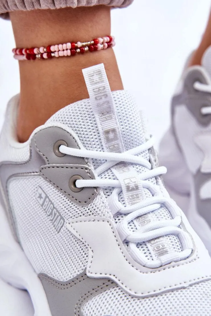 Big Star Shoes Buty Sportowe Big Star|Sneakersy Damskie*Damskie Lekkie Sportowe Buty Big Star LL274375 Biało-Szare