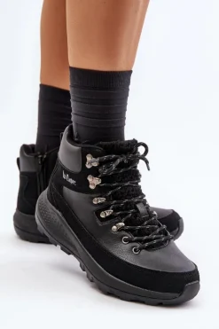 Lee Cooper Trekkingowe Damskie|Botki Ocieplane*Damskie Lekkie Trapery Na Zamek LCJ-24-03-3073 Czarne