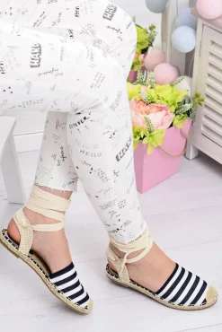 Online Boto Damskie Lniane Balerinki Wiązane Marynarskie Espadryle Sea