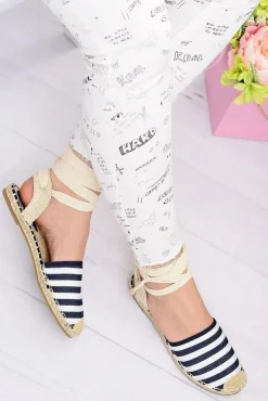 Online Boto Damskie Lniane Balerinki Wiązane Marynarskie Espadryle Sea