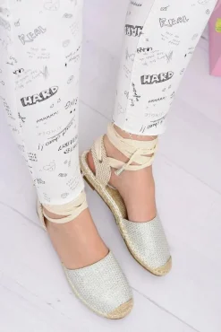 Boto Czarne Espadryle*Damskie Lniane Balerinki Wiązane Srebrne Espadryle Sea