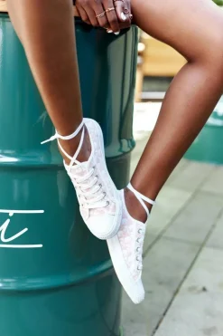 Boto Damskie Logowane Trampki Biało-Różowe Day Off