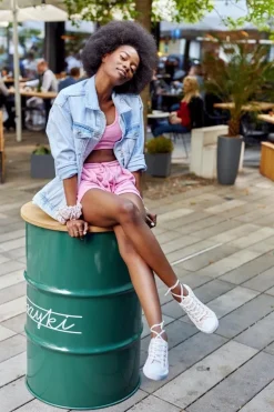 Boto Damskie Logowane Trampki Biało-Różowe Day Off