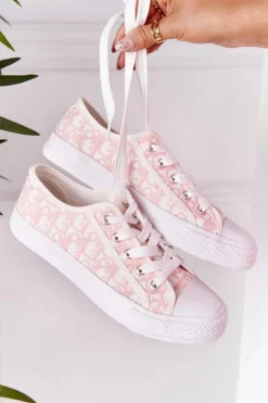 Boto Damskie Logowane Trampki Biało-Różowe Day Off