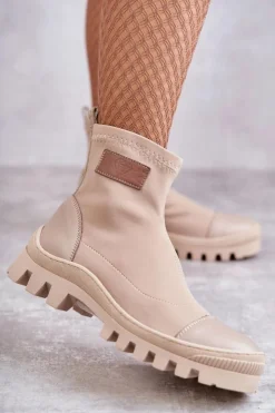 Boto Czarne Botki|Brązowe I Beżowe Botki*Damskie Materiałowe Botki Nicole 2703 Beżowe