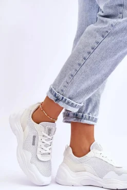 Sale Big Star Shoes Damskie Materiałowe Buty Sportowe Memory Foam System Big Star LL274A064 Białe