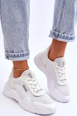 Sale Big Star Shoes Damskie Materiałowe Buty Sportowe Memory Foam System Big Star LL274A064 Białe