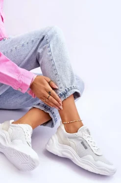 Sale Big Star Shoes Damskie Materiałowe Buty Sportowe Memory Foam System Big Star LL274A064 Białe