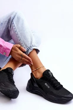 Big Star Shoes Buty Sportowe Big Star|Sneakersy Damskie*Damskie Materiałowe Buty Sportowe Memory Foam System Big Star LL274A065 Czarne