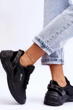 Big Star Shoes Buty Sportowe Big Star|Sneakersy Damskie*Damskie Materiałowe Buty Sportowe Memory Foam System Big Star LL274A065 Czarne