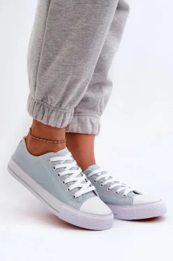 Boto Trampki Damskie Niskie*Damskie Materiałowe Klasyczne Niskie Trampki Miętowe Lennabella