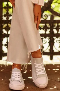 Boto Trampki Damskie Niskie*Damskie Materiałowe Klasyczne Niskie Trampki Miętowe Lennabella