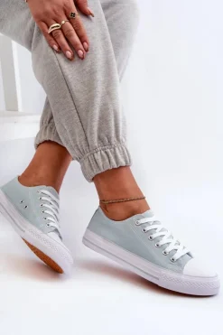 Boto Trampki Damskie Niskie*Damskie Materiałowe Klasyczne Niskie Trampki Miętowe Lennabella