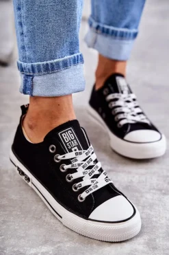 New Big Star Shoes Damskie Materiałowe Trampki Big Star KK274102 Czarne