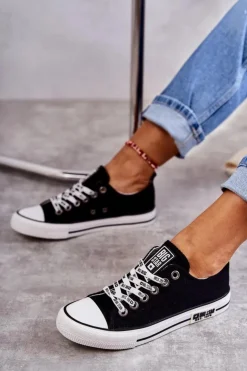 New Big Star Shoes Damskie Materiałowe Trampki Big Star KK274102 Czarne