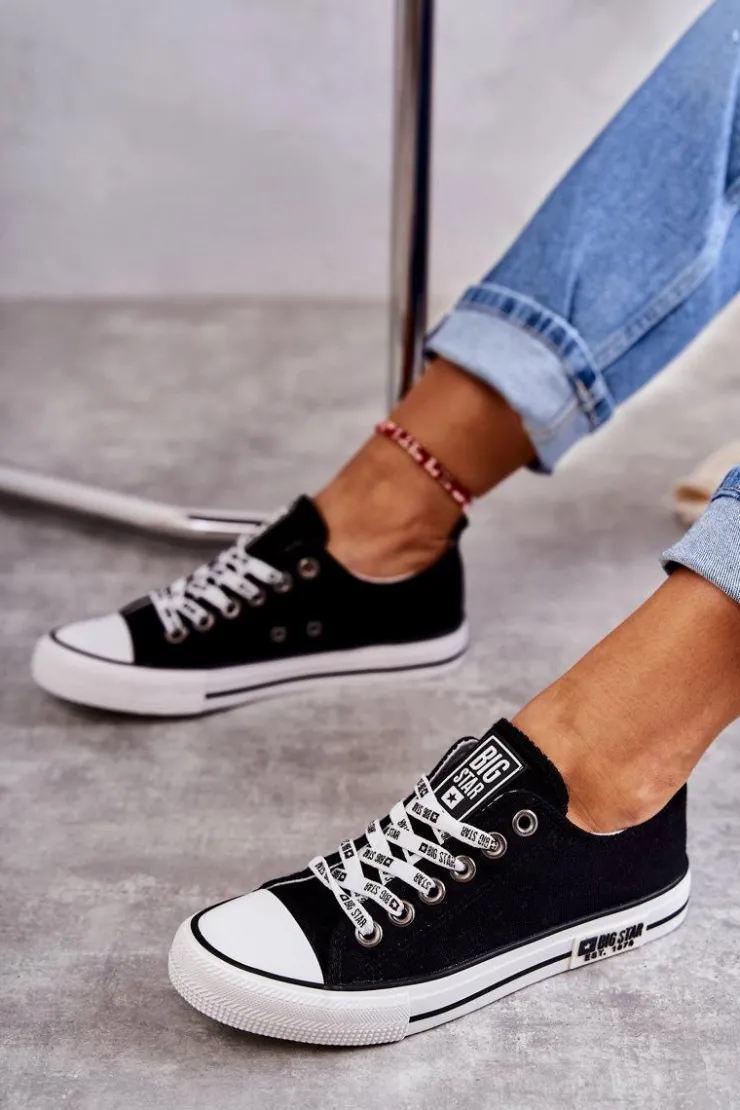 New Big Star Shoes Damskie Materiałowe Trampki Big Star KK274102 Czarne