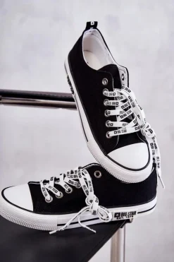 New Big Star Shoes Damskie Materiałowe Trampki Big Star KK274102 Czarne