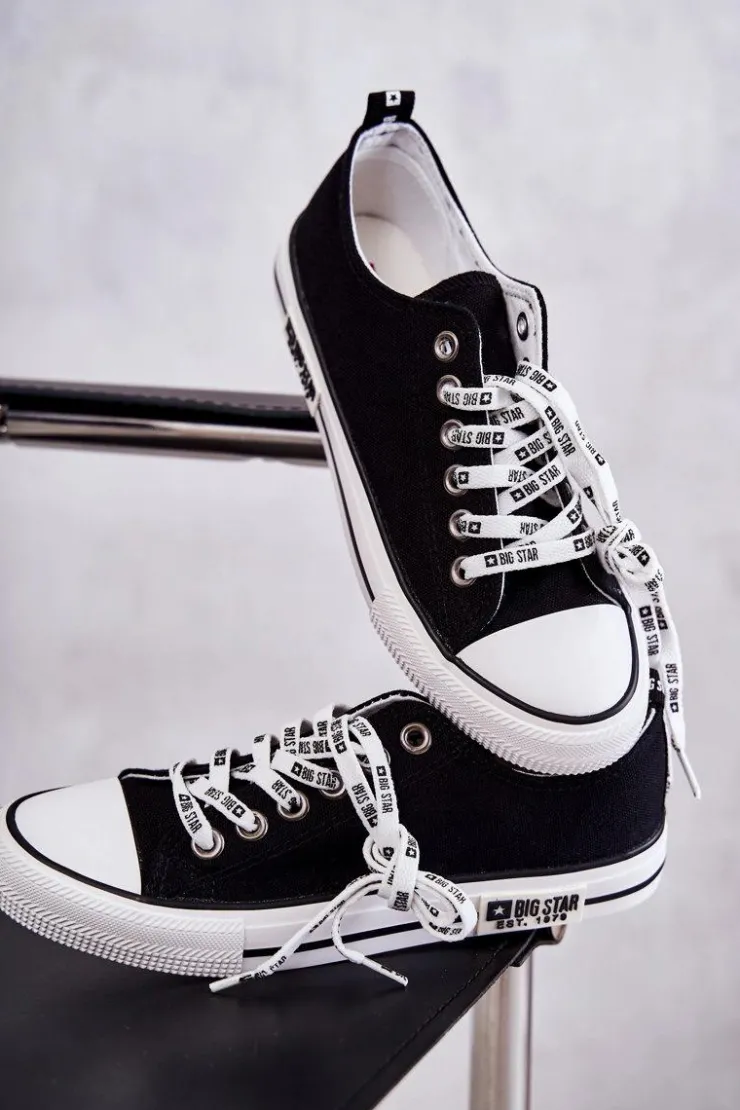 New Big Star Shoes Damskie Materiałowe Trampki Big Star KK274102 Czarne