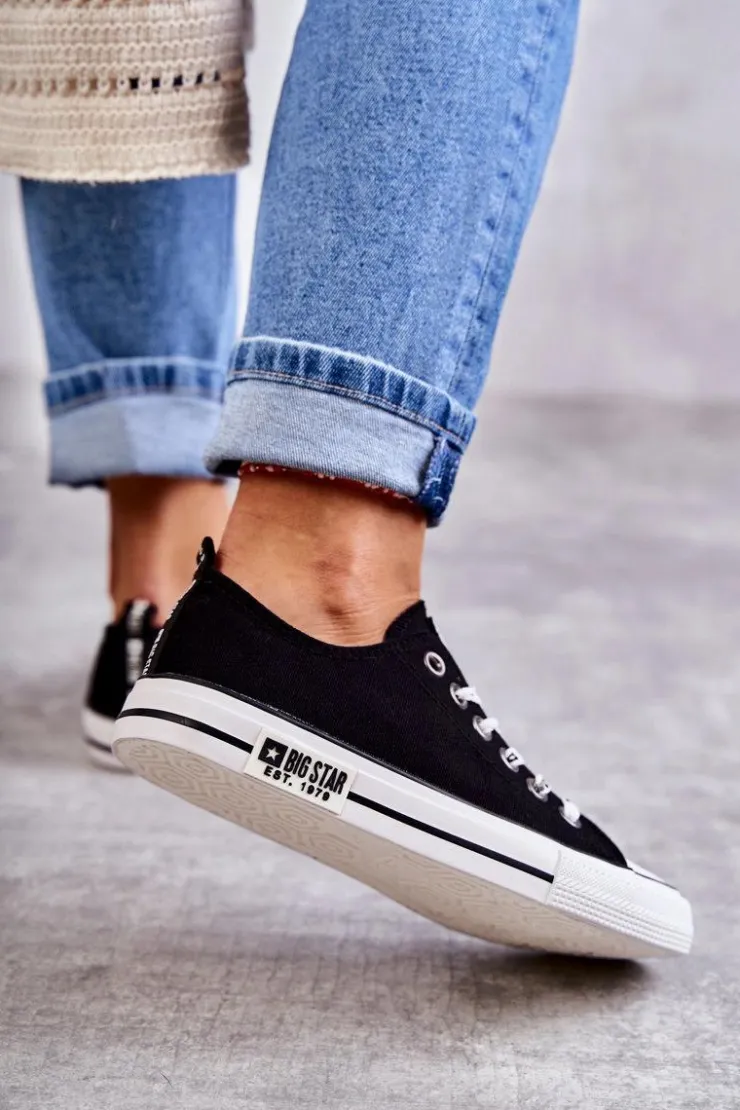 New Big Star Shoes Damskie Materiałowe Trampki Big Star KK274102 Czarne