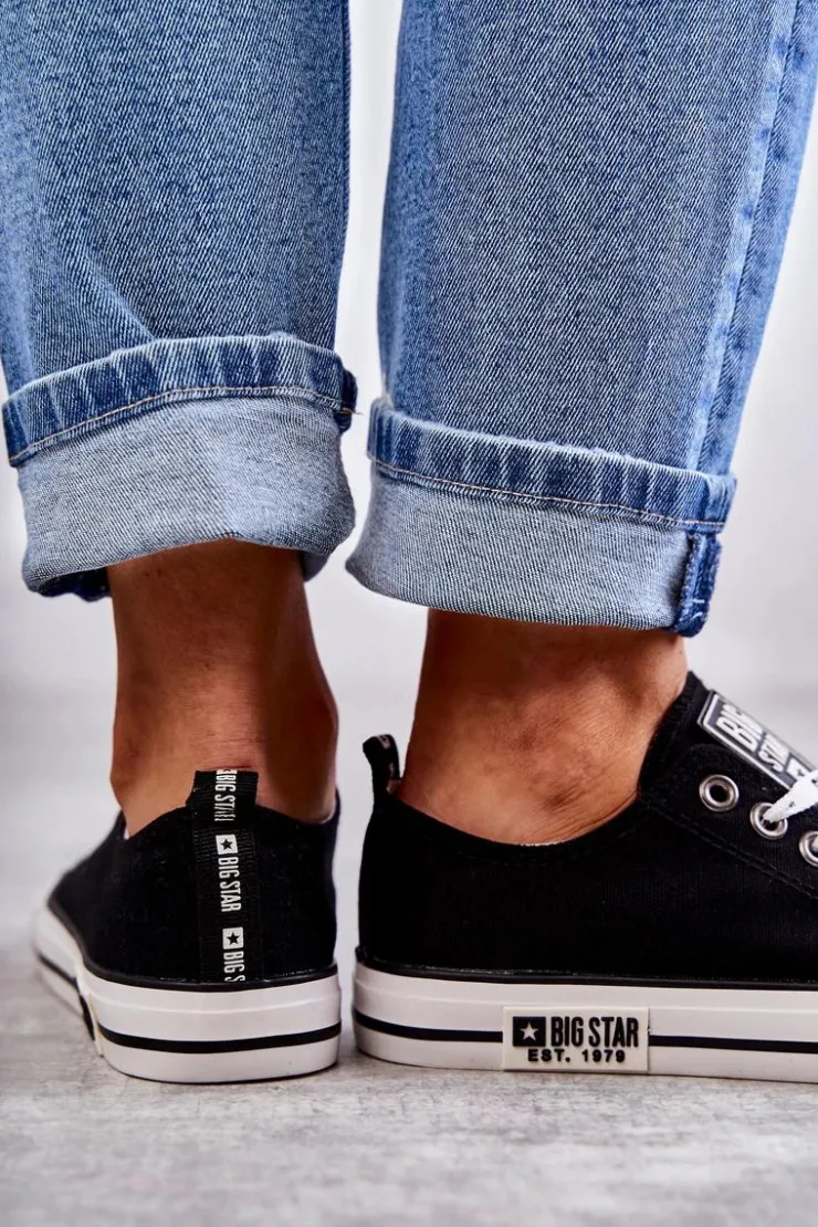 New Big Star Shoes Damskie Materiałowe Trampki Big Star KK274102 Czarne