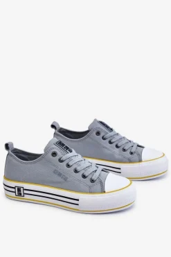 Clearance Big Star Shoes Damskie Materiałowe Trampki Na Platformie Big Star LL274183 Jasnoniebieskie