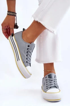 Clearance Big Star Shoes Damskie Materiałowe Trampki Na Platformie Big Star LL274183 Jasnoniebieskie