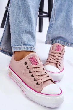 Damskie Big Star Shoes Damskie Materiałowe Trampki Na Platformie Big Star LL274181 Różowe