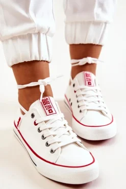 Damskie Big Star Shoes Damskie Materiałowe Trampki BIG STAR JJ274123 Białe