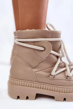 Boto Śniegowce Damskie|Damskie Trapery*Damskie Modne Botki Śniegowce Beżowe Kallen Beżowy