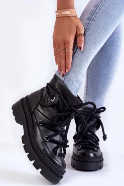 Sale Boto Damskie Modne Botki Śniegowce Czarne Kallen Czarny