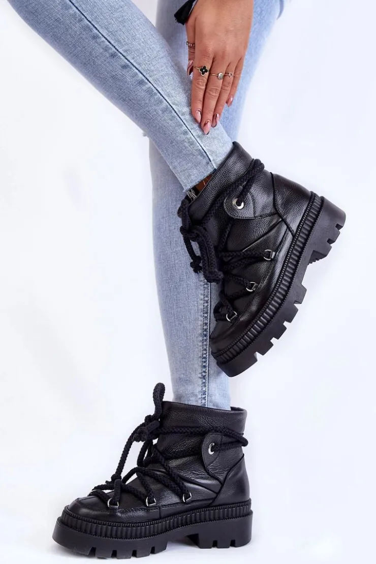 Sale Boto Damskie Modne Botki Śniegowce Czarne Kallen Czarny