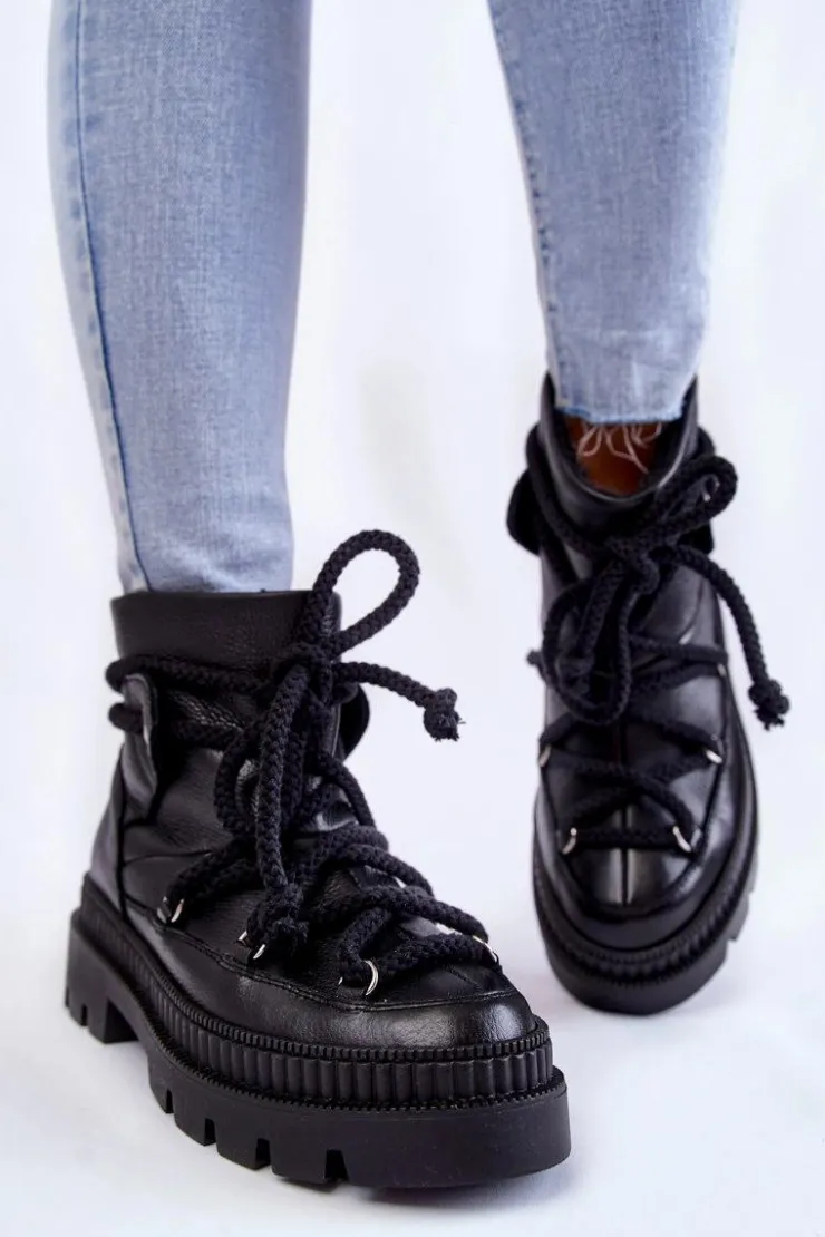 Sale Boto Damskie Modne Botki Śniegowce Czarne Kallen Czarny