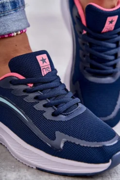 Hot Evento Damskie Modne Buty Sportowe Sneakersy Granatowe Ida