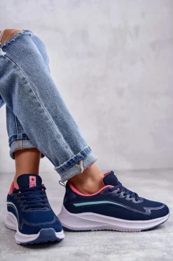 Hot Evento Damskie Modne Buty Sportowe Sneakersy Granatowe Ida